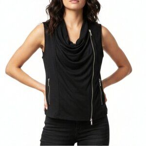 💠Kim Kardashian Kollection Black Biker Vest Womens Size XL Zip Up Stretch Knit